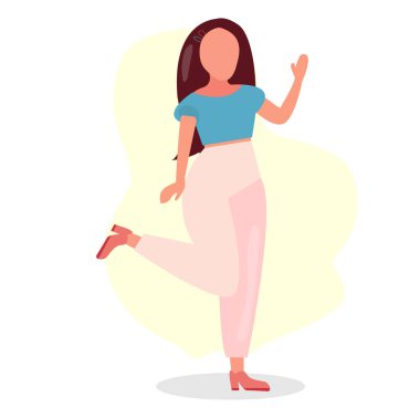 Çeşitli duygular ve pozlar ile kız ayarlayın. Vektör Illustration