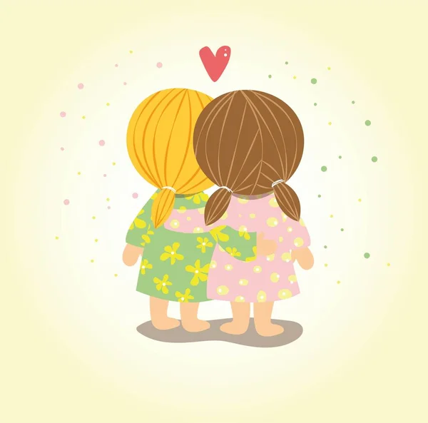 Girlfriends Talking Concept Friendship Secrets Children Cartoon Characters Isolated White — Vector de stock