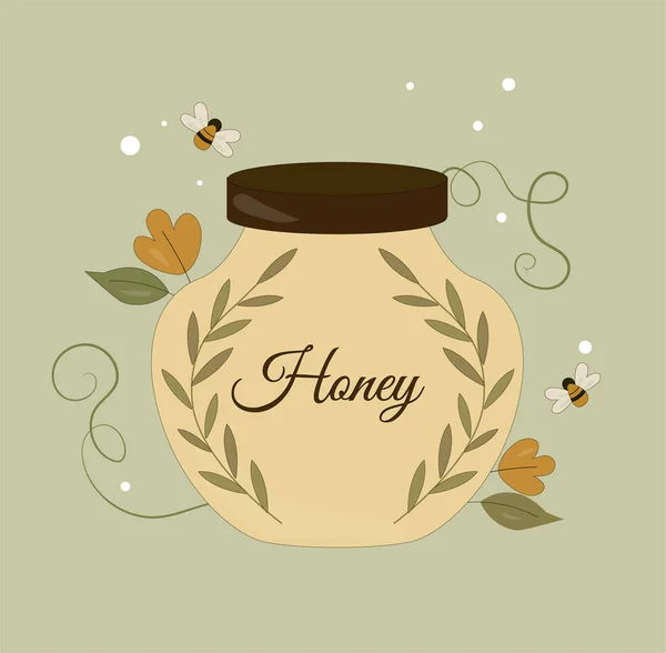 Bloem Lavendel Honing Geïsoleerd Witte Achtergrond Delicacy Inglass Pot Versierd — Stockvector