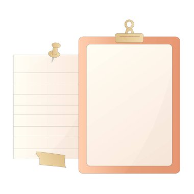 raptiyeler, raptiyeler, raptiyeler, kağıt yapıştırmaları, kalemler - Ofis malzemeleri vektörü beyaz arkaplanda izole edildi.