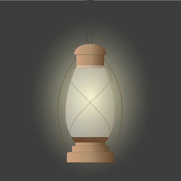 Lámpara Queroseno Linterna Aceite Queroseno Con Mecha Ardiente Iluminación Camping — Vector de stock
