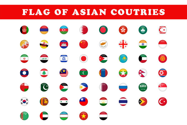 flags of Asian countries. vector illustration.