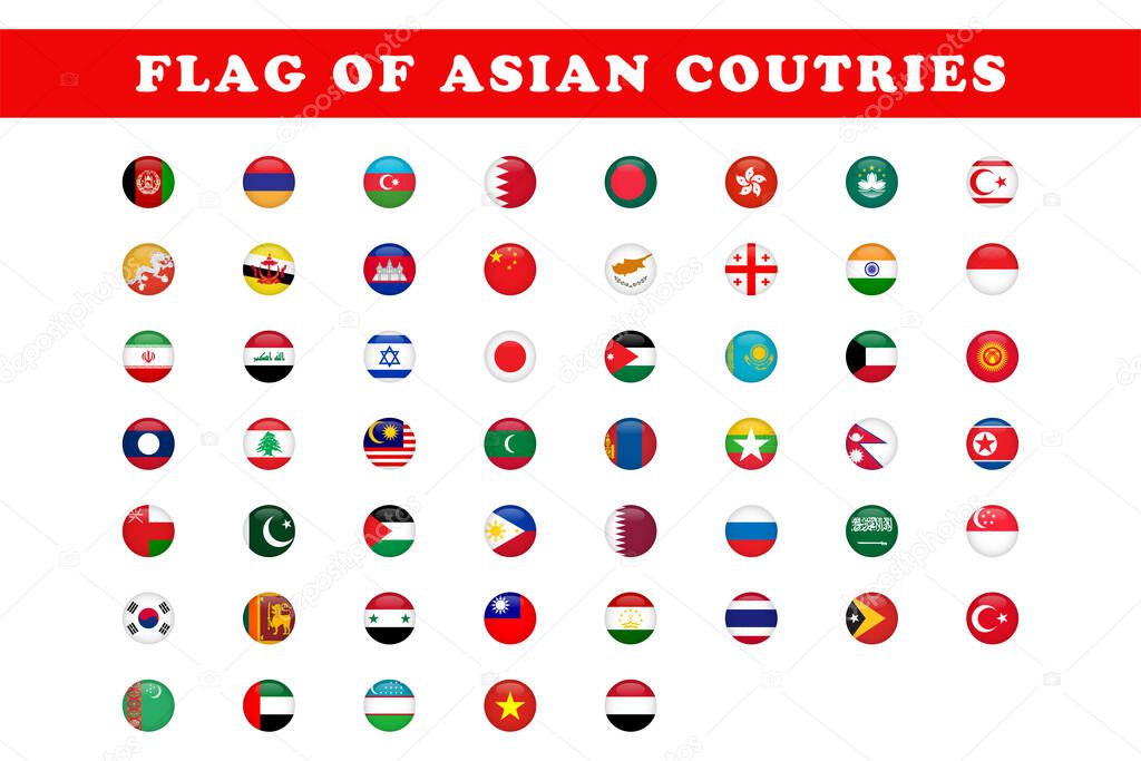flags of Asian countries. vector illustration.