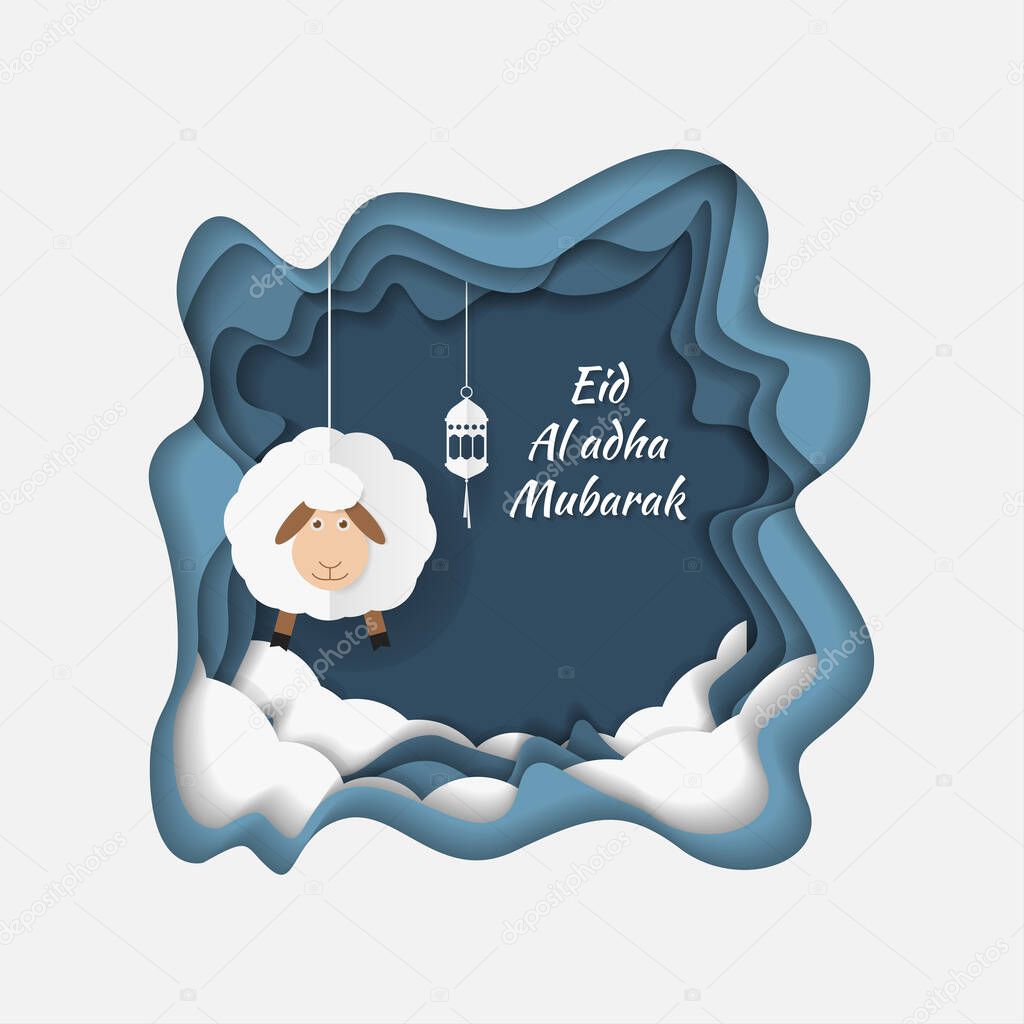 islamic eid mubarak greeting card, illustration