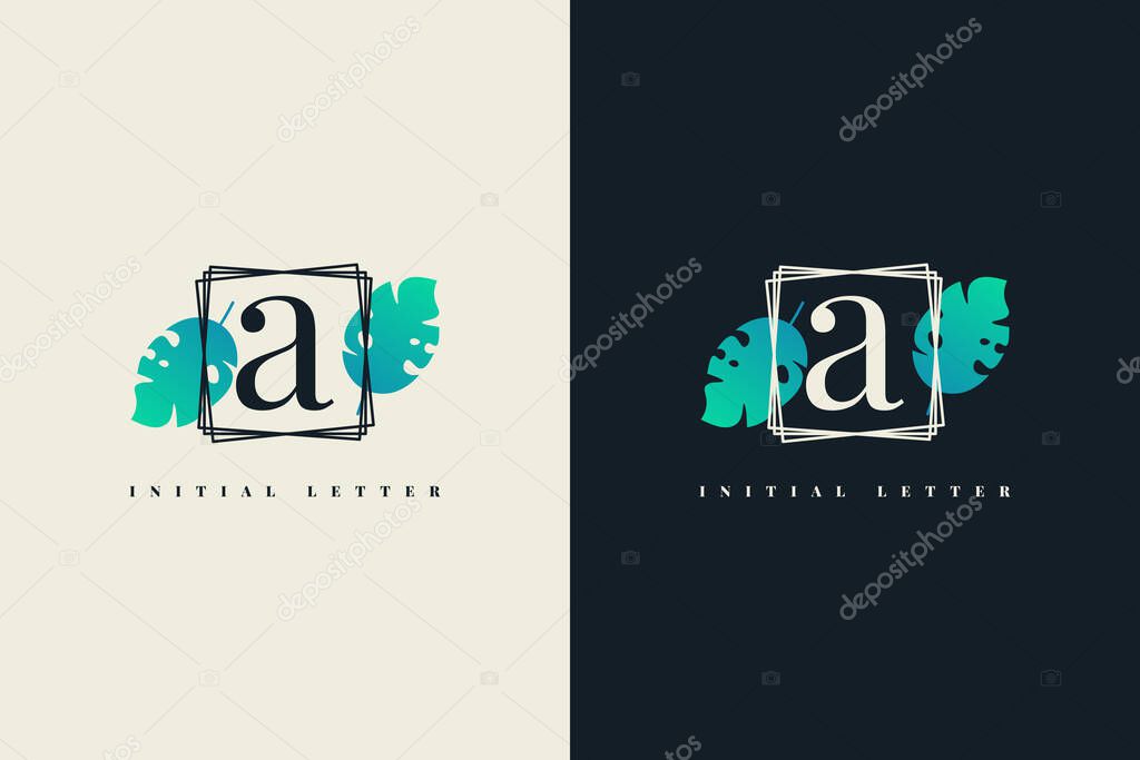 Letter A logo label with vintage frame template design. Vector Eps 10