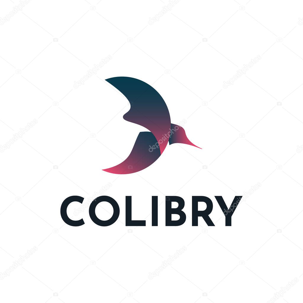 Colibri bird logo design. Vector Eps 10