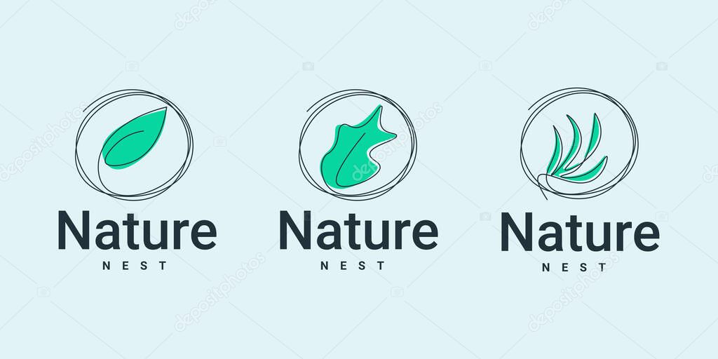 Set nature leaf logo design. 