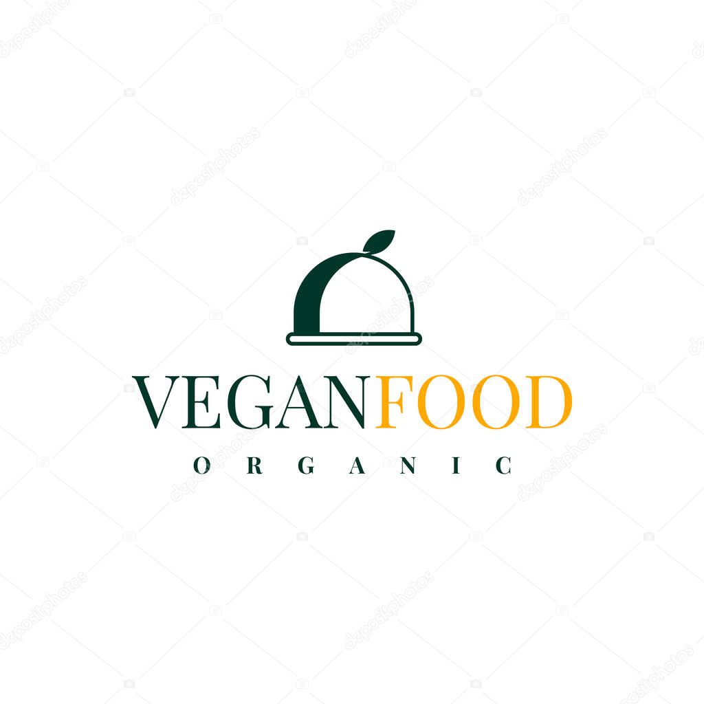 Vegan food organic logo illustration tempate design