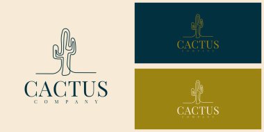 Cactus company simple logo illustration template design