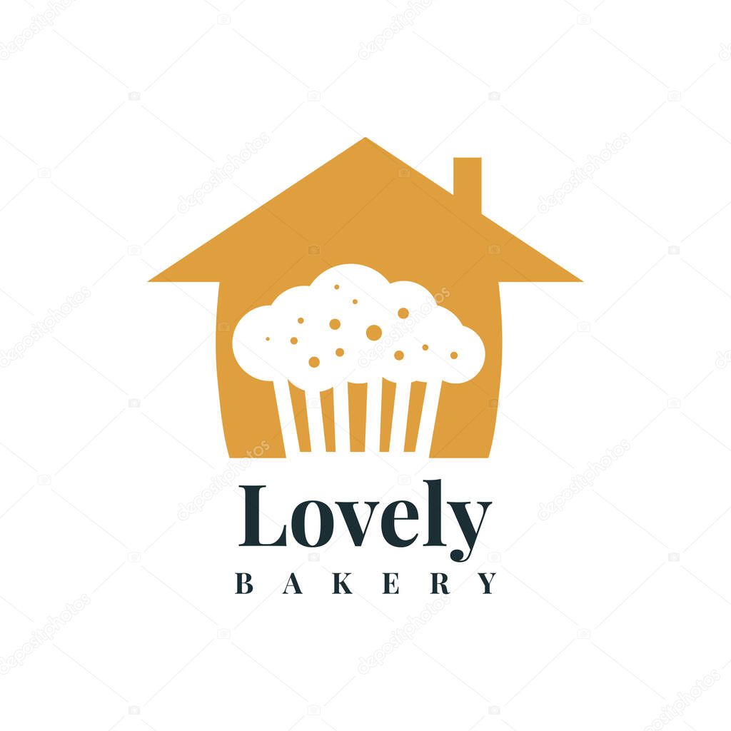 Lovely bakery house logo design. Vector eps 10