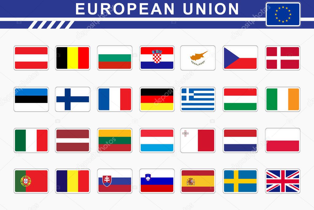 Set flag of European union countries illustration template design