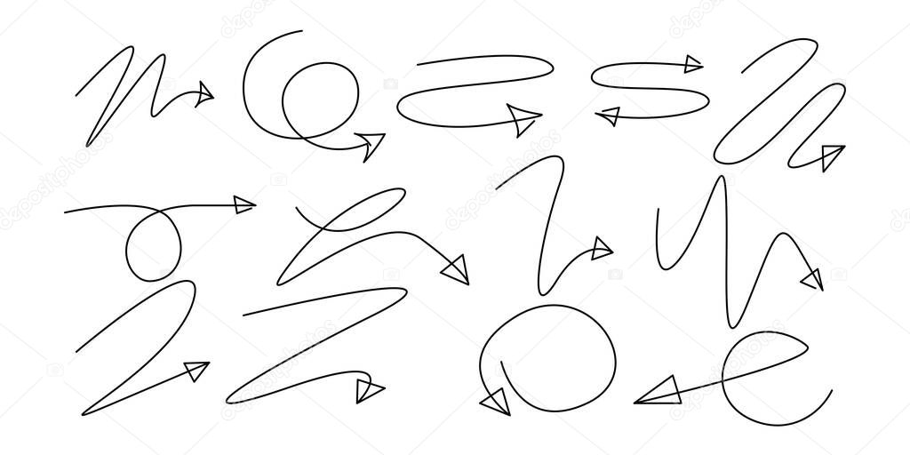 vector set of hand drawn arrows