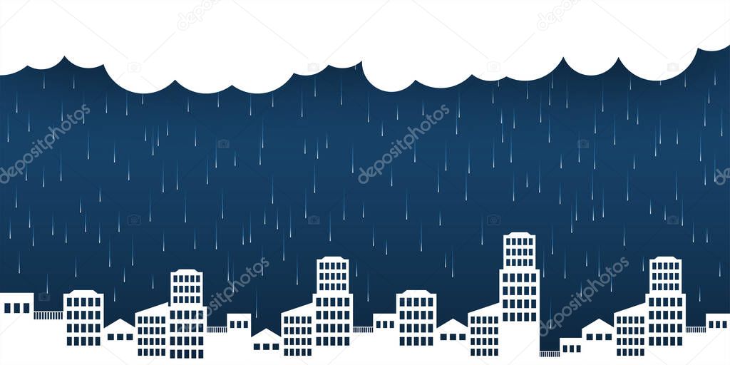 City at night design, paper cut style. Vector illustration