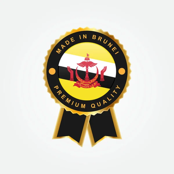 Made Brunei Darussalam Emblema Emblema Etiqueta Ilustração Modelo Design —  Vetores de Stock