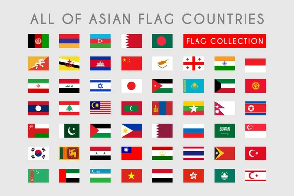 Conjunto Países Bandera Asiática Todos Los Países Bandera Asiática Plantilla — Vector de stock