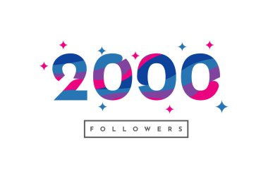 2000 takipçi pankartı, vektör illüstrasyonu