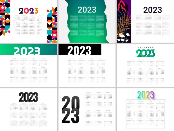 Conjunto 2023 Calendário Com Números Inglês Local Para Texto — Vetor de Stock