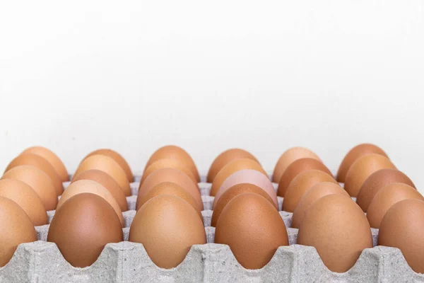 chicken eggs in carton box,  nutritious food, close-up photo of eggs in