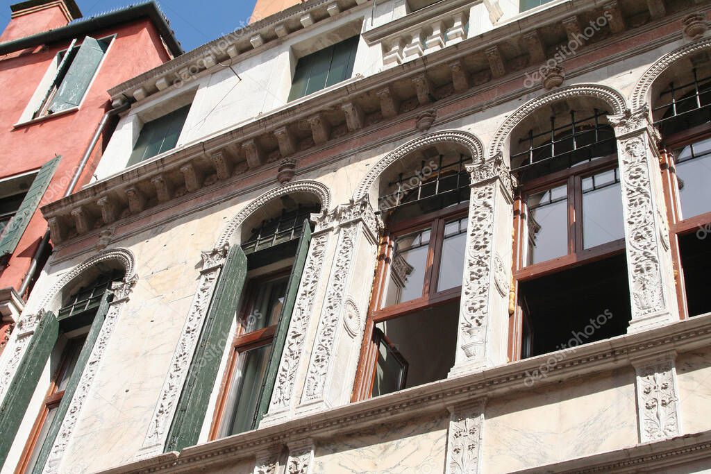 House front of Venice-with its renaissance style ornamented windows.