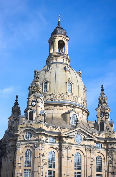 Dresden Leydisi Nin 2014 Teki Yeniden Inşa Edilmiş Tarihi Kilisesinin — Stok fotoğraf