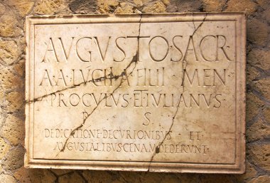 Inscription of an ancient interior in Herculaneum. clipart