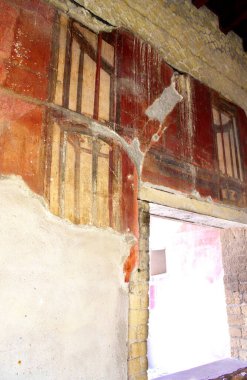 Tarih: Mayıs 2015: Ercolano, Campania, İtalya açıklaması: Herculaneum 'da bir evde antik duvar resmi.
