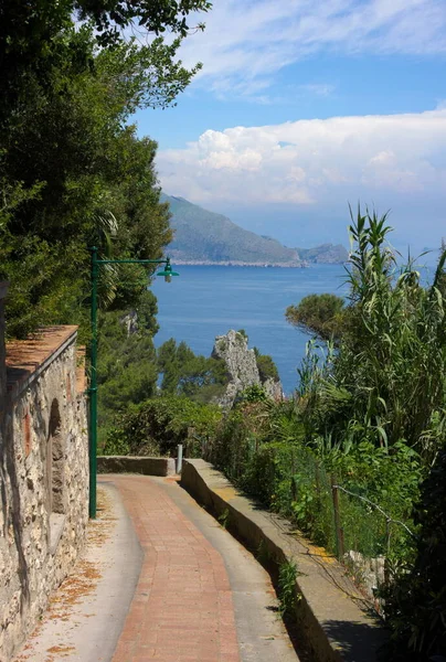 Capri Est Une Île Située Dans Mer Tyrrhénienne Large Péninsule — Photo