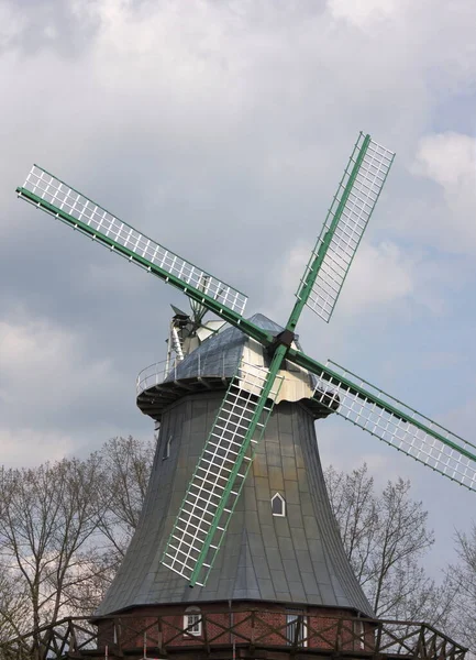 Историческая Ветряная Мельница Районе Земли Альтес Юго Восток Гамбурга — стоковое фото