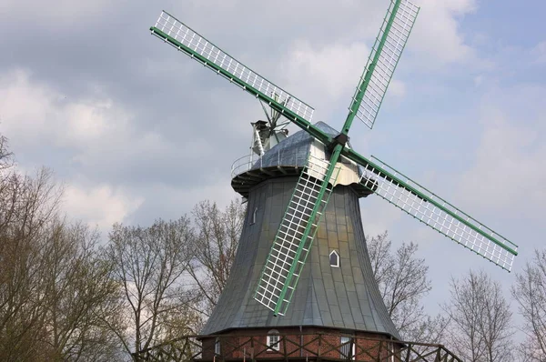 Molino Viento Histórico Región Altes Land Sureste Hamburgo —  Fotos de Stock