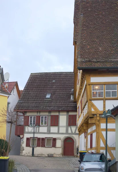 Maisons Colombages Distinctes Dans Ville Historique Waiblingens — Photo