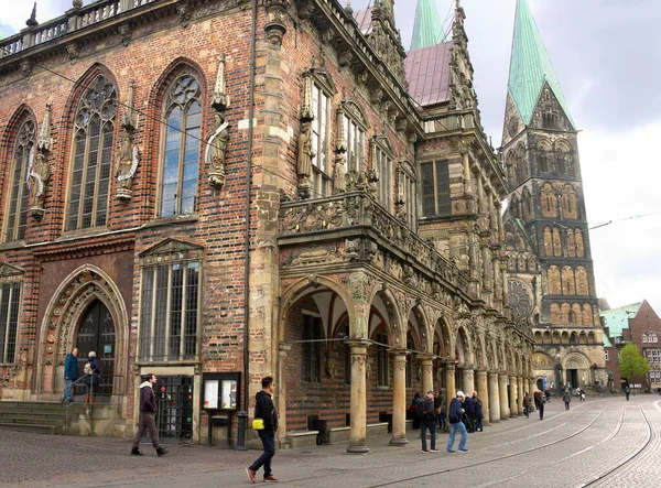 Mairie Brême Allemagne Est Des Bâtiments Gothiques Wesers Les Importants — Photo