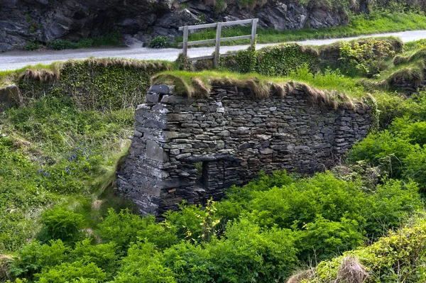 Tintagel Kalesi Cornwall Batı Kıyısındaki Tintagel Köyünden Çok Uzak Olmayan — Stok fotoğraf