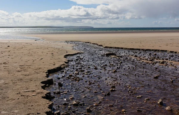 Dunnet Bay Sand Shingle Rural Beach Backed Some Grass Covered — Stockfoto