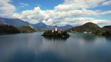 Lake Bled in the town of Bled is a popular tourist destination, and mostly known for the small island in it with the pilgrimage church among other buildings. The church was built in the 17th century.