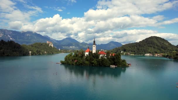 Lake Bled Town Bled Popular Tourist Destination Mostly Known Small — Stok video