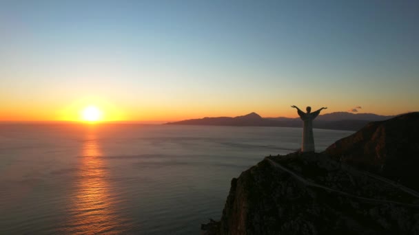 Statue Christ Redeemer Located Maratea Italy Created Carrara Marble Third — Stockvideo