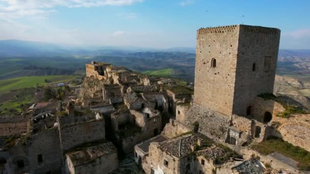 Craco Abandoned Town Basilicata Southern Italy Ghost Town Hit Landslide — Vídeo de stock