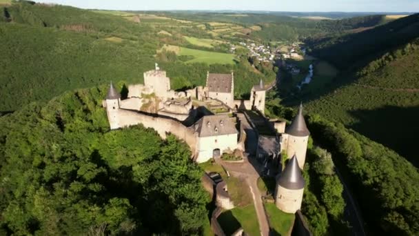 Bourscheid Castle Located Village Bourscheid North Luxembourg Medieval Castle Dating — Stock video