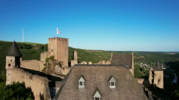 Bourscheid Castle Located Village Bourscheid North Luxembourg Medieval Castle Dating — Vídeo de stock