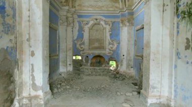 This is the abandoned church of Monticello in Italy. The name derives from the fact that it stands on a hill. The exterior of the church is in big contrast with the beautiful interior.