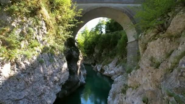 Soa River Slovenia Part Triglav National Park Has Emerald Green — Stockvideo
