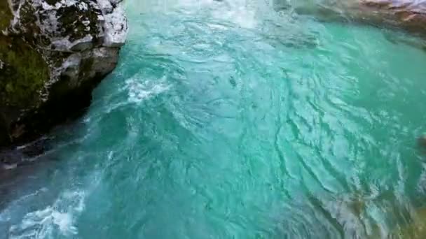 Soa River Slovenia Part Triglav National Park Has Emerald Green — Stok Video