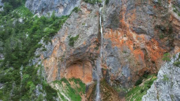 Stunning Waterfall Found Logar Valley Northern Slovenia Called Rinka Falls — Stock video