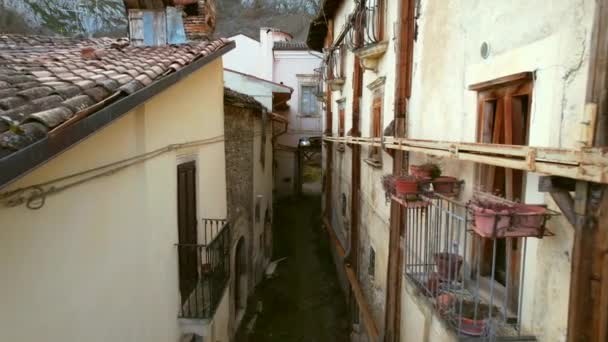 Aerial Video Abandoned Ghost Town Fossa Italy Town Located City — Stock Video