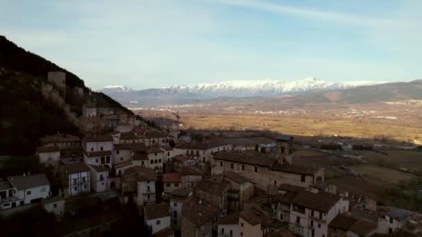 Video Udara Dari Kota Hantu Yang Ditinggalkan Fossa Italia Kota — Stok Video