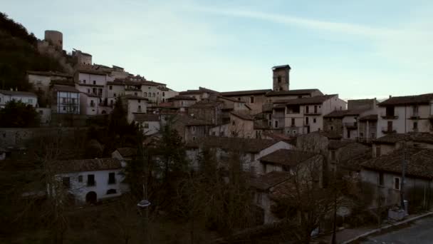 Aerial Video Abandoned Ghost Town Fossa Italy Town Located City — Stock Video