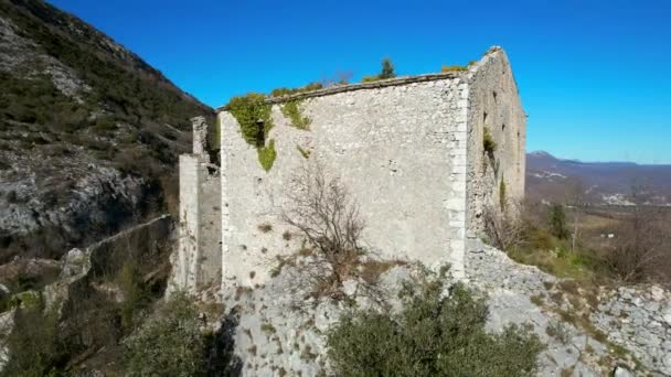 Vídeo Aéreo Ciudad Fantasma Rocchetta Alta Italia Lleva Nombre Fortaleza — Vídeo de stock