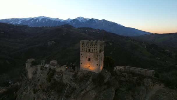 Aerial Video Medieval Castle Roccascalegna Italy Constructed 15Th 16Th Centuries — Stock Video