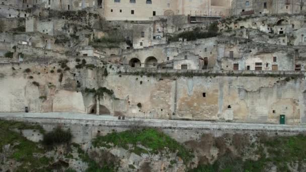 Luftaufnahme Der Stadt Matera Der Basilikata Süditalien Matera Ist Unesco — Stockvideo