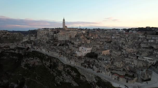 Авиационное Видео Города Матера Базиликате Южная Италия Матера Включена Список — стоковое видео